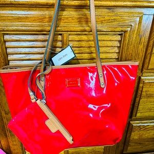 Nine West NWT Red patent tote with matching clutch